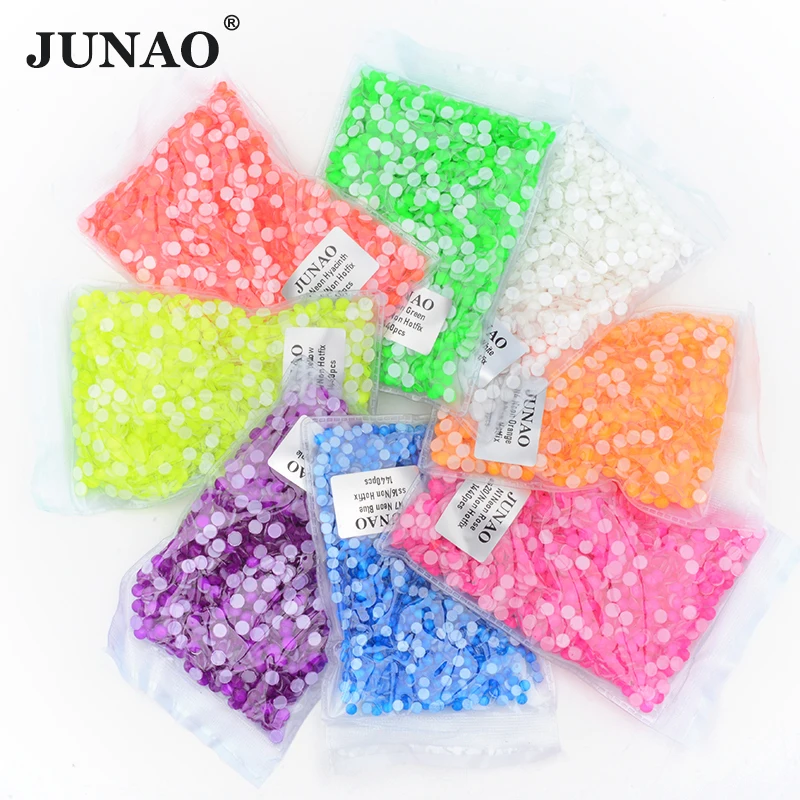 JUNAO SS6 SS16 SS20 SS30 네온 옐로우 유리 라인 석 플랫 백 크리스탈 Strass 네일 스톤 컵 장 비 핫픽스