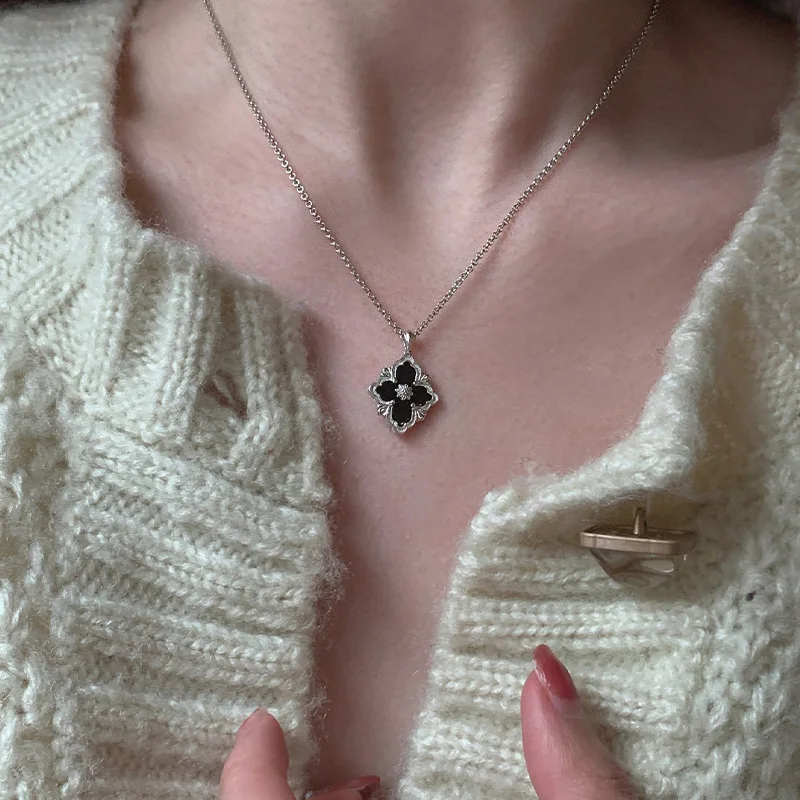 【STONEHENgE】Silver Material 2-way Clover Necklace SC24C17T Sterling Silver Multi Bezel Set Birthstone Necklace - 2