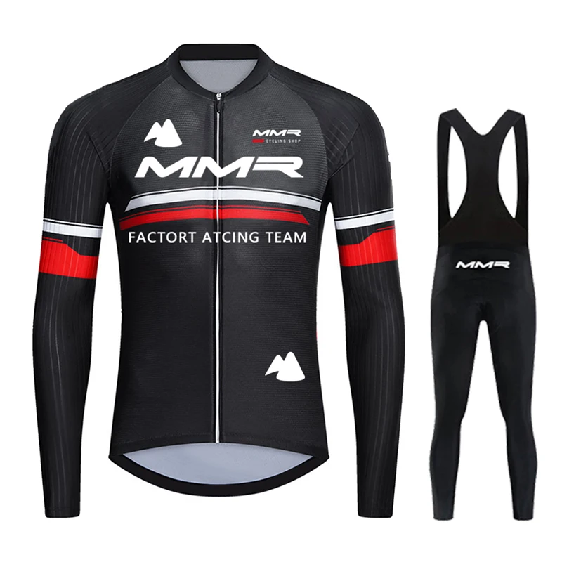 

2024 MMR New Autumn Long Sleeve Bib Pants Cycling Jersey Set Ropa Ciclismo Bicycle Clothing Bike Jersey Uniform Men Clothe