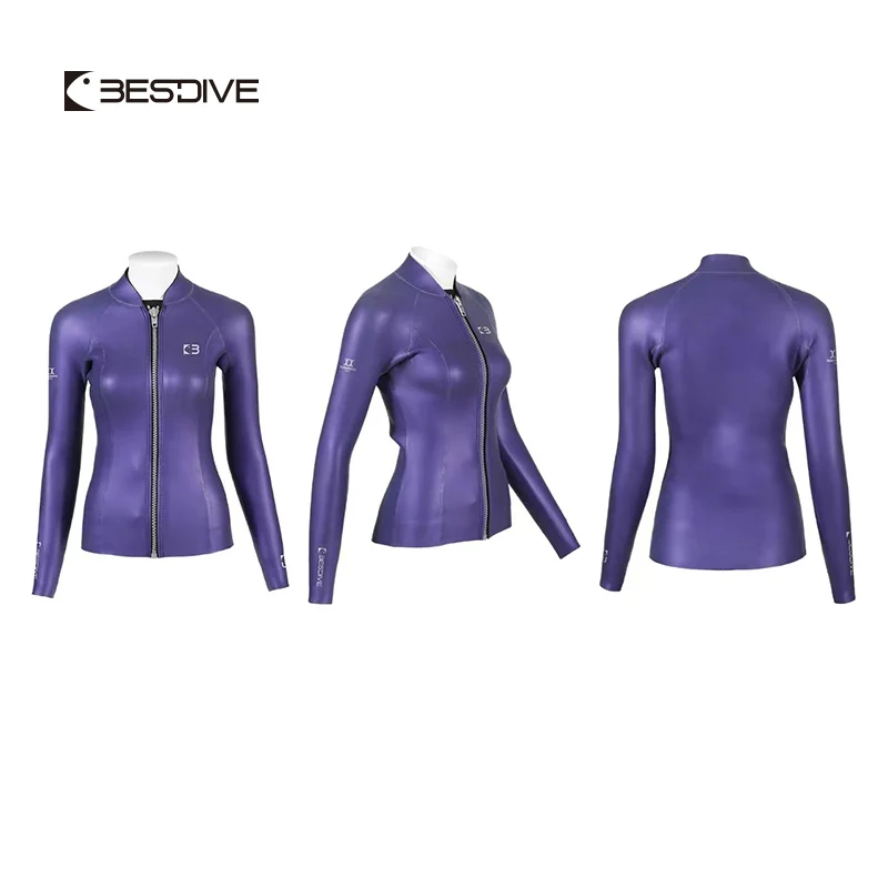 Bestdive Women's 3mm Zipper Jacket Wetsuit Top for Female