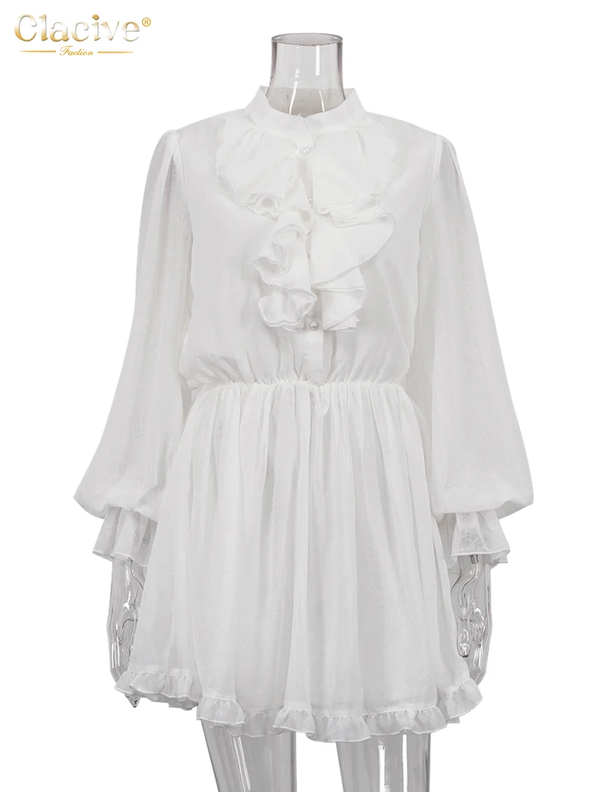 chinese dress ladies Miss Circle Women's Jamila White Shirt Mini Dress with Embroidered Waist Detail
