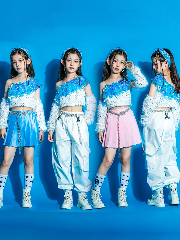 

Girls' group singing costumes Blackpink children's jazz dance costumes Girls' clothing Summer jazz set performance costumes