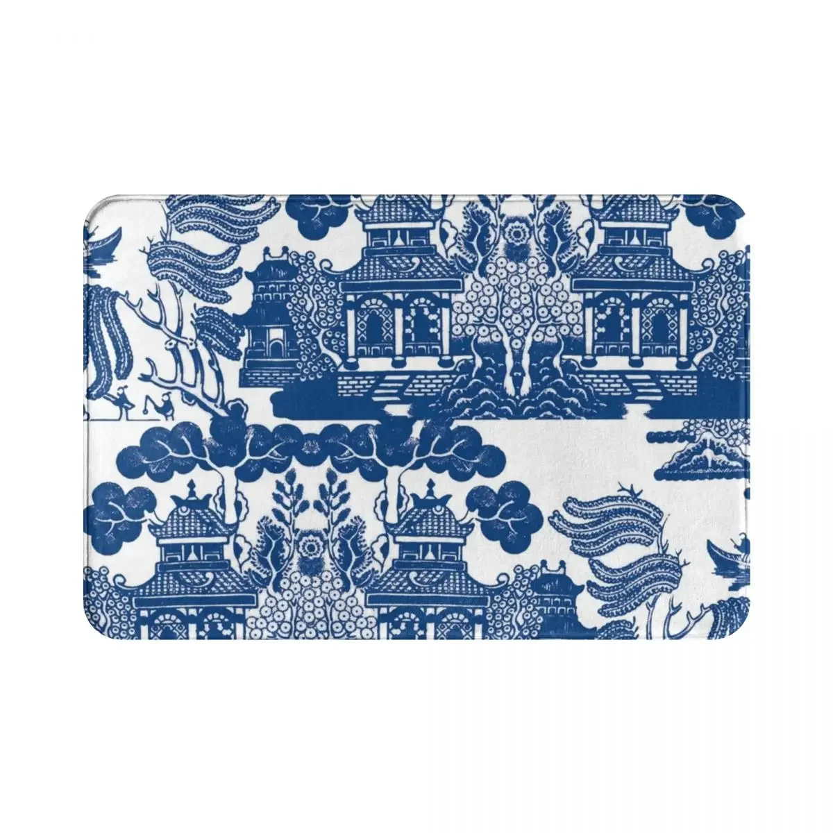 

Blue Willow Chinoiserie Polyester Doormat Rug carpet Mat Footpad Non-slip Absorbent Mat Corridor Kitchen Bedroom balcony toilet