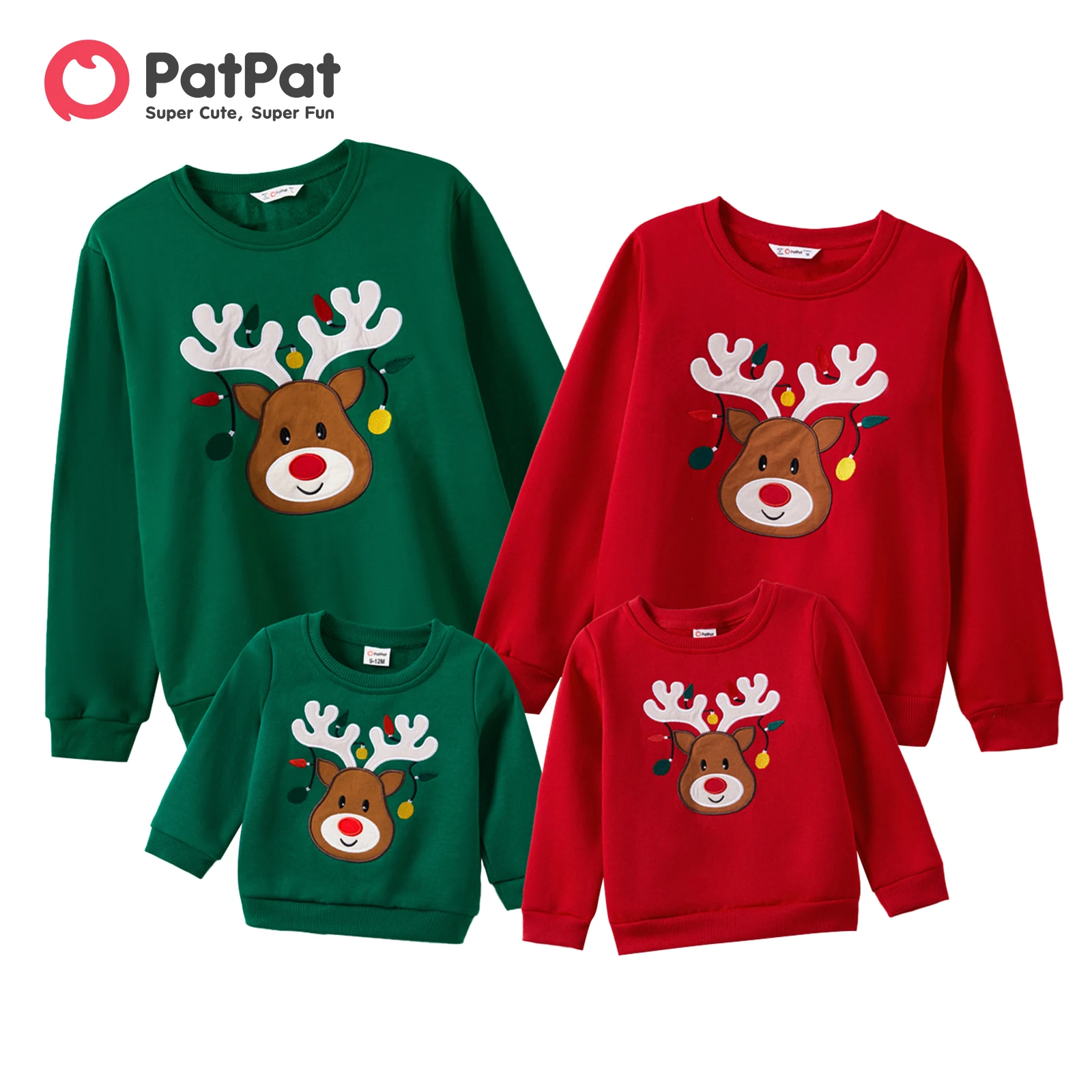 thumbnail image 2 of Sudadera de manga larga a juego para toda la familia con bordados de ciervos navideños de PatPat, 2 of 5