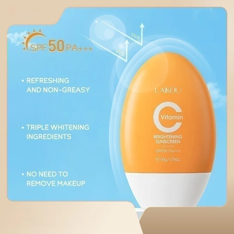 Facial Sunscreen LAIKOU Vitamin C Face Sunscreen Ultra SPF50 Body Anti-Shine Invisible Fluid Anti-Imperfection