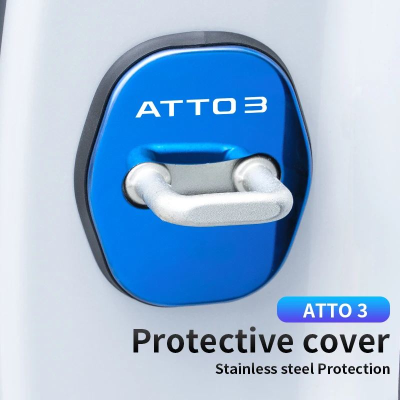 BYD 플러스 ATTO3 자동차 문짝 잠금 버클, 스테인레스 스틸 보호 커버 개조 특수 문짝 잠금 커버 장식에 적합