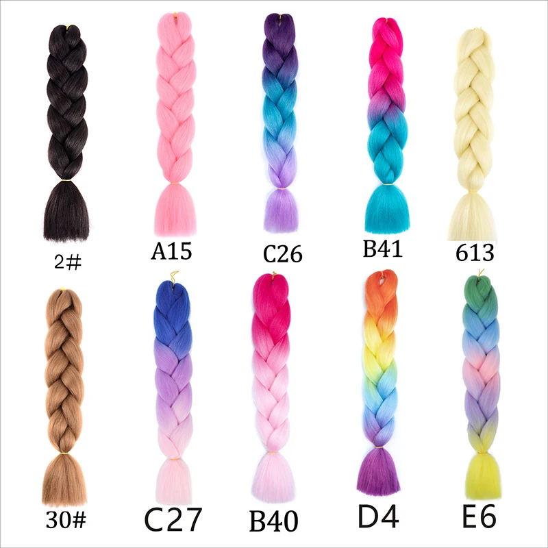 H&STAR 24 Inch Jumbo Braids Extensions Synthetic Braiding Hair Afro Ombre Color kanekalon Hair for Girls