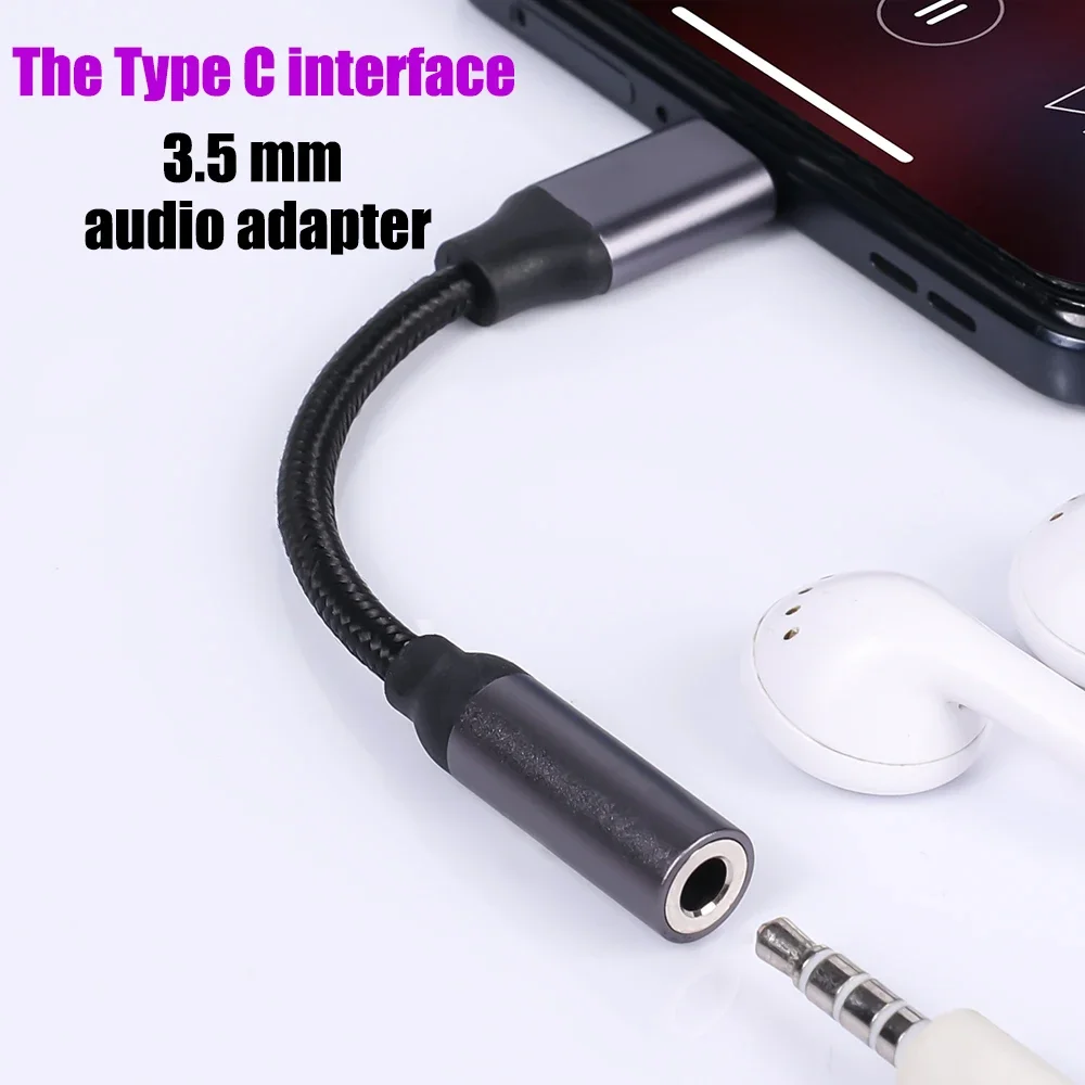 휴대폰용 USB C 타입-3.5mm 잭 이어폰 어댑터, 미니 오디오 케이블, USB C 타입-3.5mm AUX 헤드폰 커넥터, 범용