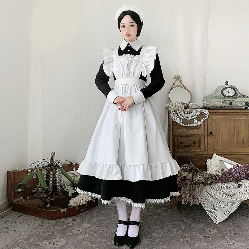 Women Cute Maid Dress Maid Outfit Apron Dress Cross Dressing