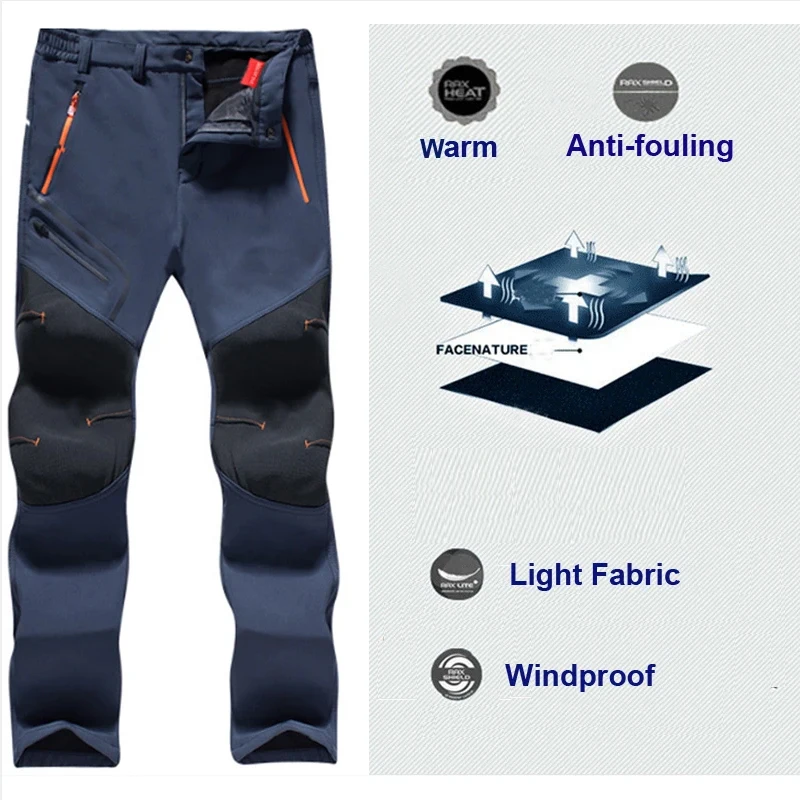 Men's Oversized Winter Softshell Outdoor Pants Trekking Fishing Camping Climbing Hiking Skiing Warm Travel Trousers S-4XL hiking pants