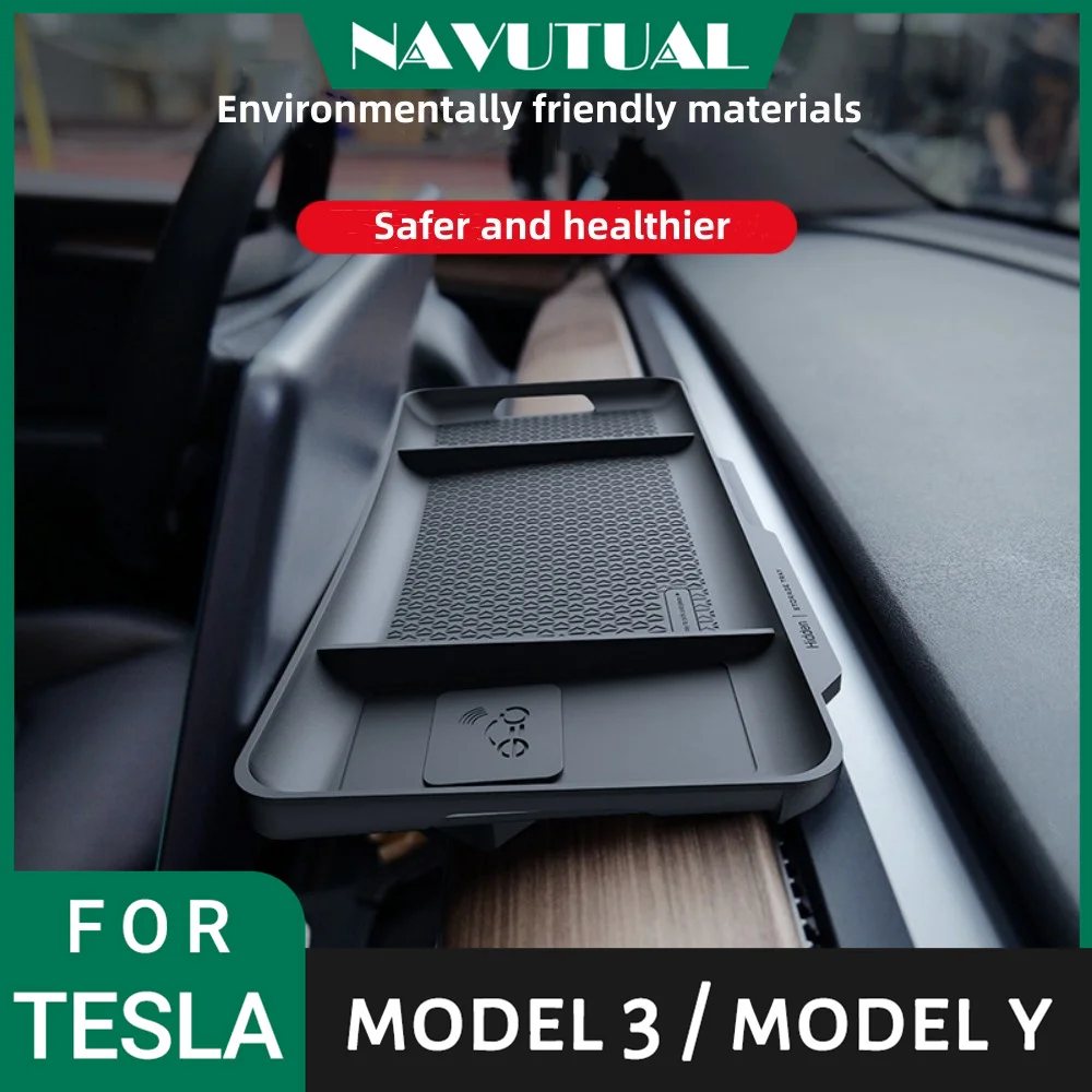 

TPE Screen Rear Storage Box For Tesla Model 3 Model Y 2016 - 2023 Magnetic Hidden Decorate Tray Tissue Box Glasses Case