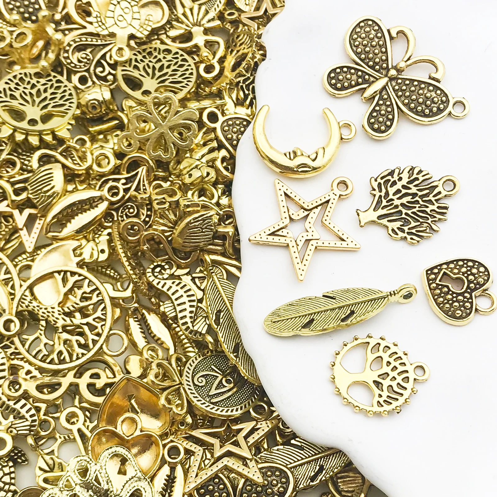 Zufällig gemischte 20/30/50 Stück Metalllegierung Charms Anhänger Perlen für handgefertigte DIY-Armbänder, Halsketten, Ohrringe, DIY-Schmuckherstellung – Detail 5