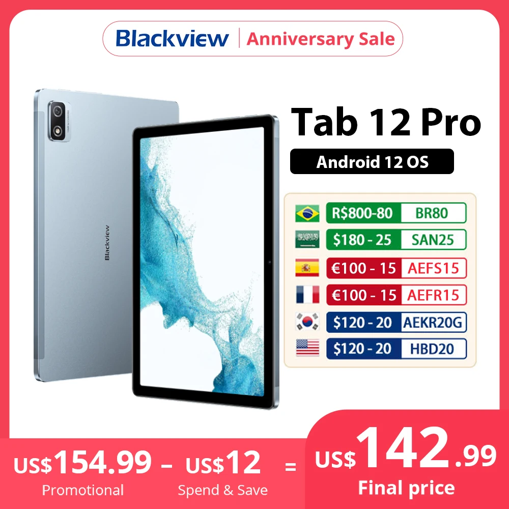 Blackview Tab 80 4+64/128GB 8+128GB Unisoc T606 7680mAh Widevine L1 Support  Android Tablet PC