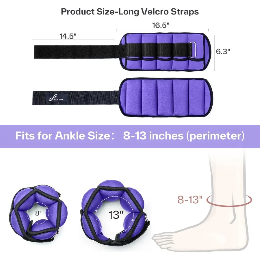 6.5 lbs/Pair Adjustable Ankle Weights for Men and Women, Weighted Leg Strength Training for Yoga Walking Running Aerobics Gym Ph