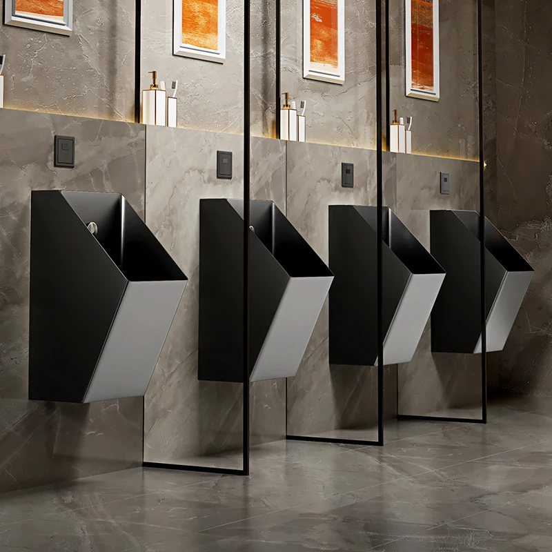 

Nordic Light Luxury Black Stainless Steel Urinal Bar Men's Urinal Toilet Urinal Wall-Mounted Induction Urinal