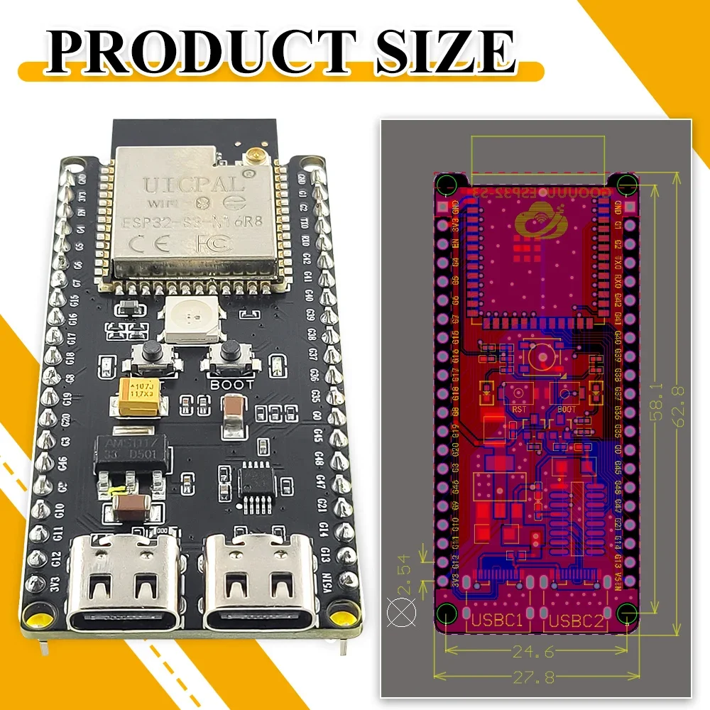 รูปสินค้า บอร์ดพัฒนา ESP32-S3 พร้อมหน้าจอ TFT LCD