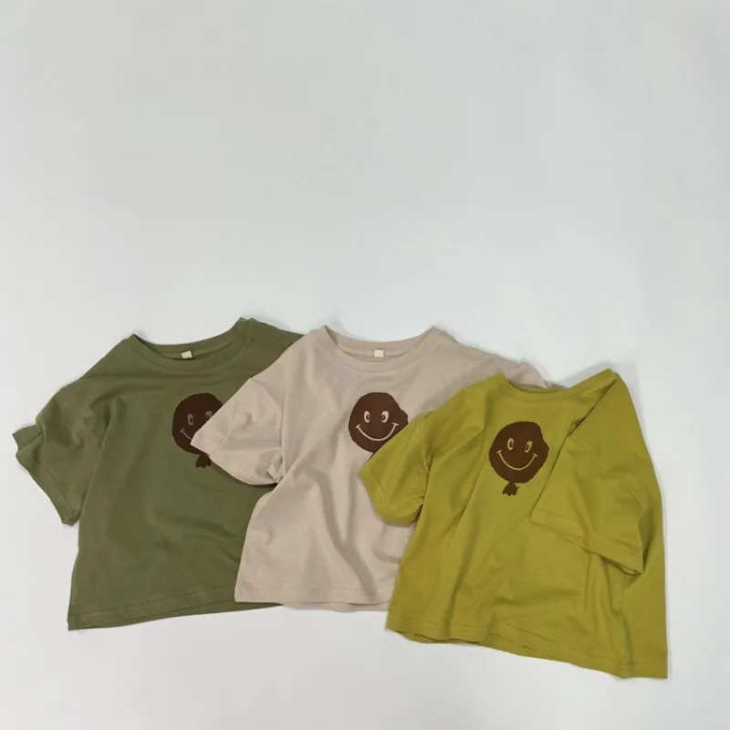 

2023 Summer New Children Short Sleeve T-shirt Baby Boys Girls Loose Casual Cotton Tees Toddler Cartoon Print Top Kids Clothes