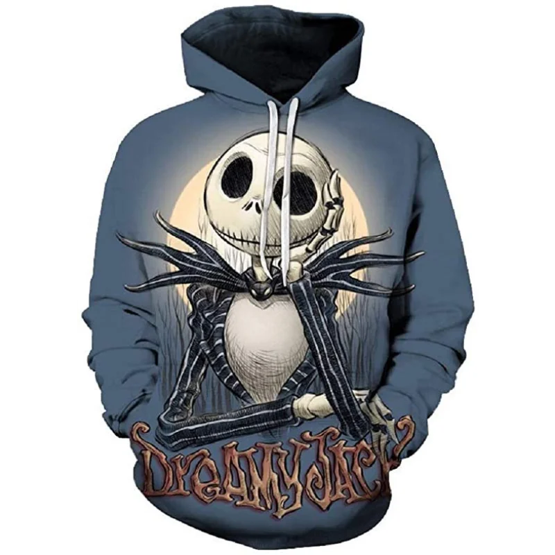 thumbnail image 1 of Sudadera con capucha con estampado 3D de pesadilla antes de Navidad para hombres y mujeres, sudaderas con capucha de Jack Skellington Sally, sudaderas con capucha de Cosplay de terror de Halloween, re, 1 of 5
