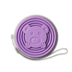 Compact Silicone Folding Travel Mug - 180ML Heat-Resistant, Collapsible with Lid (PURPLE)