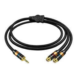 Premium 3.5mm to 2RCA Audio Y Splitter Cable for 0.5m (Black)