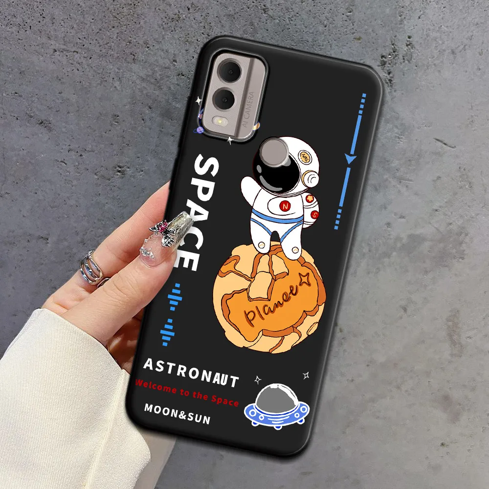 Charming Astronaut & Ice Cream Soft Silicone Matte Phone Case - Cute Cartoon Back Cover