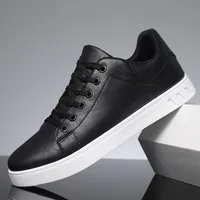 Black Vulcanized Sneakers Men's Flats Comfortable Shoes Lace up Zapatillas Hombre Autumn Spring Fashion Sneakers Plus Size 39-48