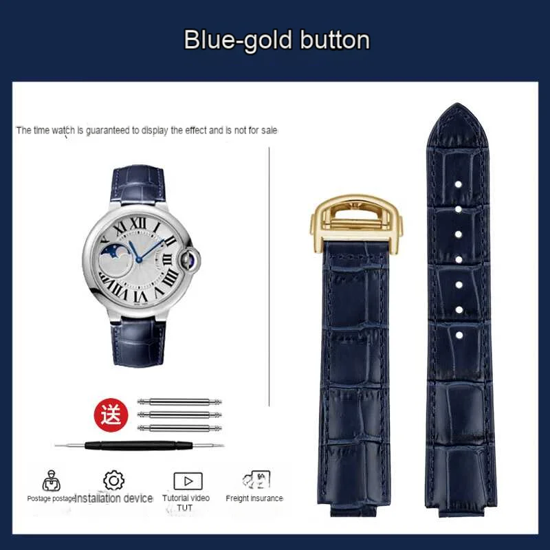 thumbnail image 1 of Correa de reloj de cuero genuino para hombres y mujeres para Cartier Blue Ballons W69012Z4 W69016Z4 W6920085 Correa de reloj de cuero genuino, 1 of 5