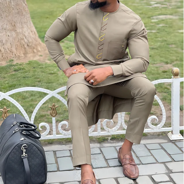 Akpos Embroidered Long-Sleeve Shirt and Pant - Image 6