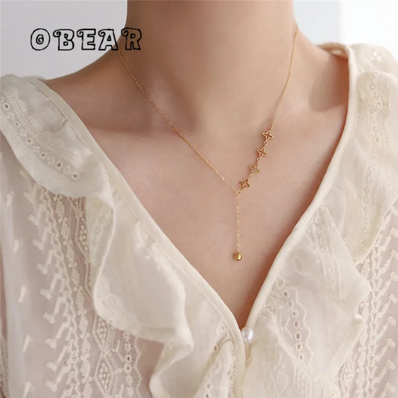 

Elegant Flower Tassel Ball Y-shaped Necklace for Women High Quality Stainless Steel Pated 18K Gold Waterproof Jewelry