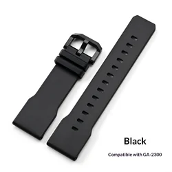 Silicone Rubber Sport Watch Strap - Waterproof Resin Bracelet - 24mm (Black)