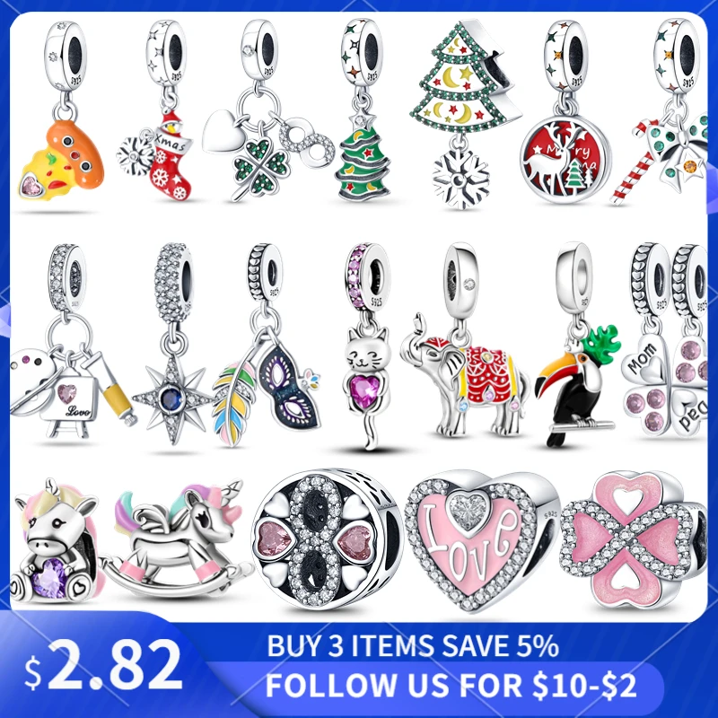 

Christmas new in charm plata de ley 925 love Heart snowman charms christmas tree bead Fit Pandora 925 Bracelet jewelry for women