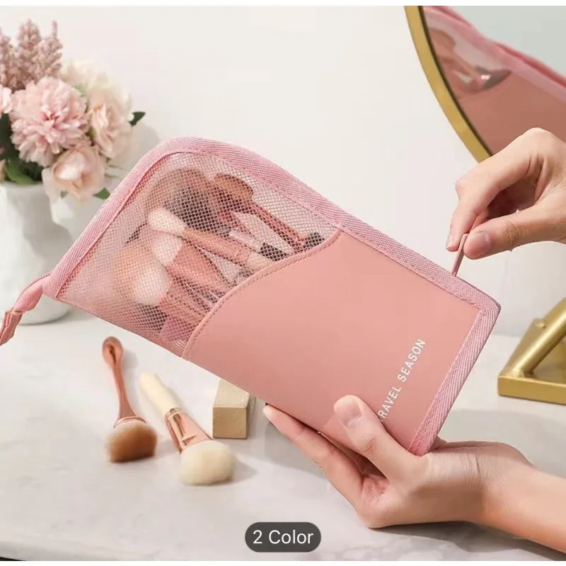 Transparent Waterproof Makeup Organizer Bag with Zipper Multi-compartment Storage for Brushes Pencils Large Capacity Travel