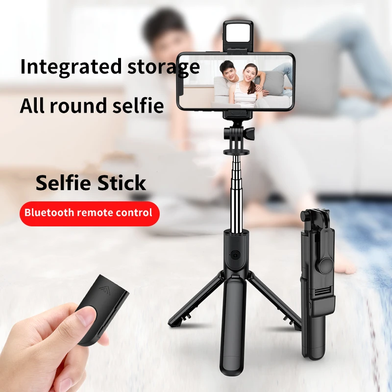 360-Degree Rotation Wireless Bluetooth Selfie Stick Remote Shutter Tripod Fill Light Phone Holder iphone xiaomi huawei