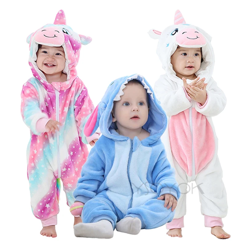 

Unicorn Kigurumi Baby Pajamas One Piece Hooded Jumpsuits for Newborn Babies Unicorn Onesies Babi Girl Winter Clothes Costume 3M