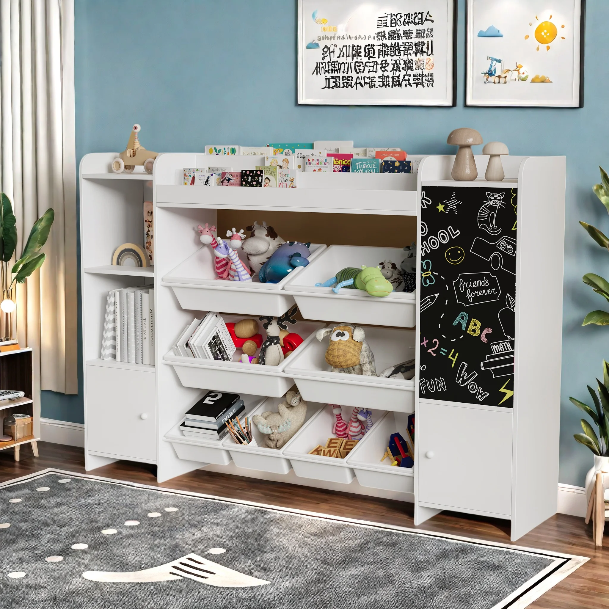 Rosahqnda Kinder-Bücherregale, multifunktionales Kinder-Bücherregal, Bücherregale und Spielzeugaufbewahrung mit Schublade, Kleinkind-Bücherregal – Detail 2