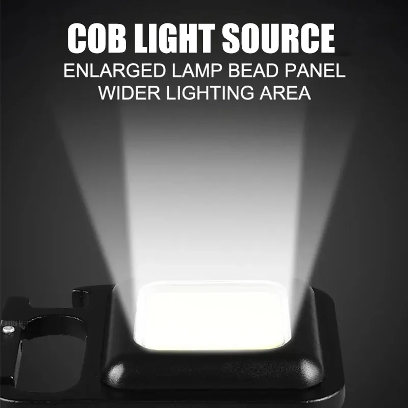 800LM LED Small Rechargeable COB Keychain Flashlights Portable Emergency Lamps Strong Magnetic Repair Work Outdoor Camping Light