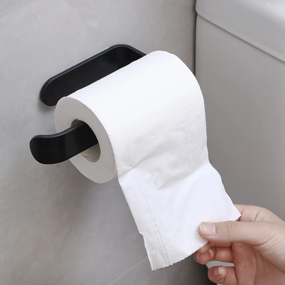 Paper Towel Holder Toilet Paper Holder Toilet Paper Rack Toilet Roll Holder Paper Towel Rack Tissue Holder 4/1PCS Bathroom Self-adhesive Toilet Paper Rack Wall Mounted Kitchen Towels Cling Film Hanger Without Punching Plastic Holder