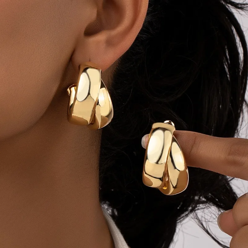 Boucles d'oreilles créoles épaisses en acier inoxy