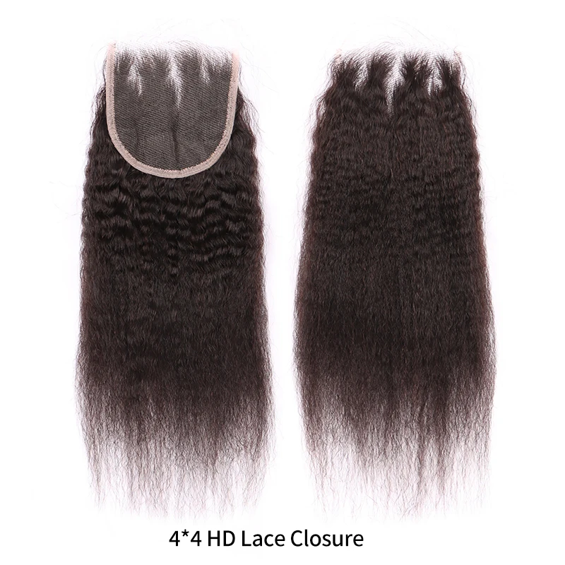 

Kinky Straight 4*4 HD Lace Closure Brazilian 100% Human Hair Remy 4x4 Handtied Lace Closures Only 10-22inches