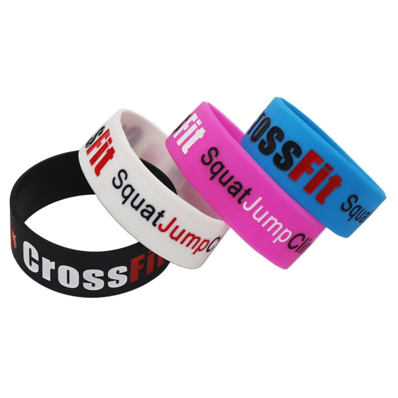 

25PCS Fitness CROSSFIT Squat Jump Climb Throw Lift Silicone Rubber Bracelets & Bangles 25mm Wide Wristband Bands SH046