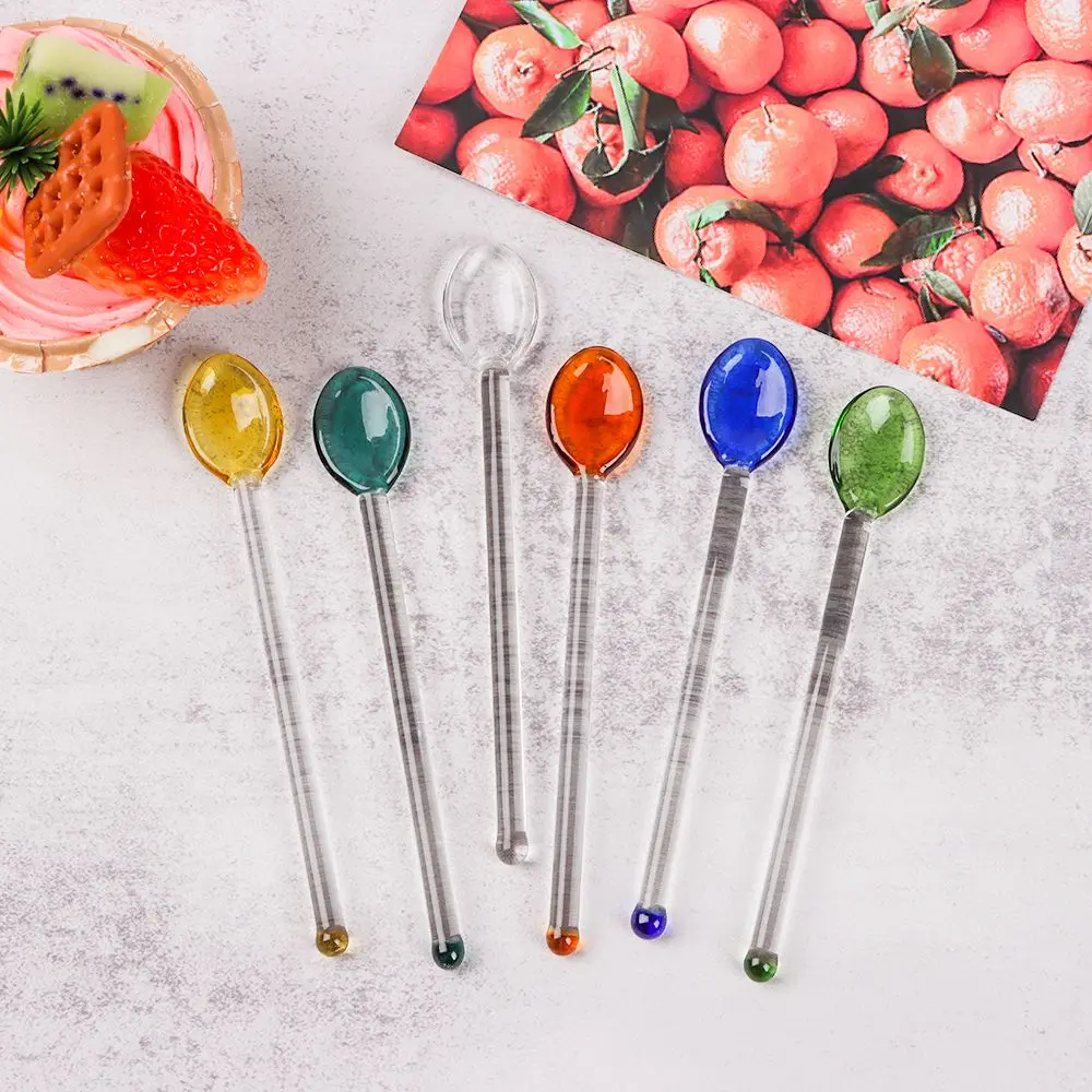 Coffeeware Stirring Spoons Colorful Coffee Scoops Long Handle Tea Spoons Glass Stirring Spoons Coffeeware