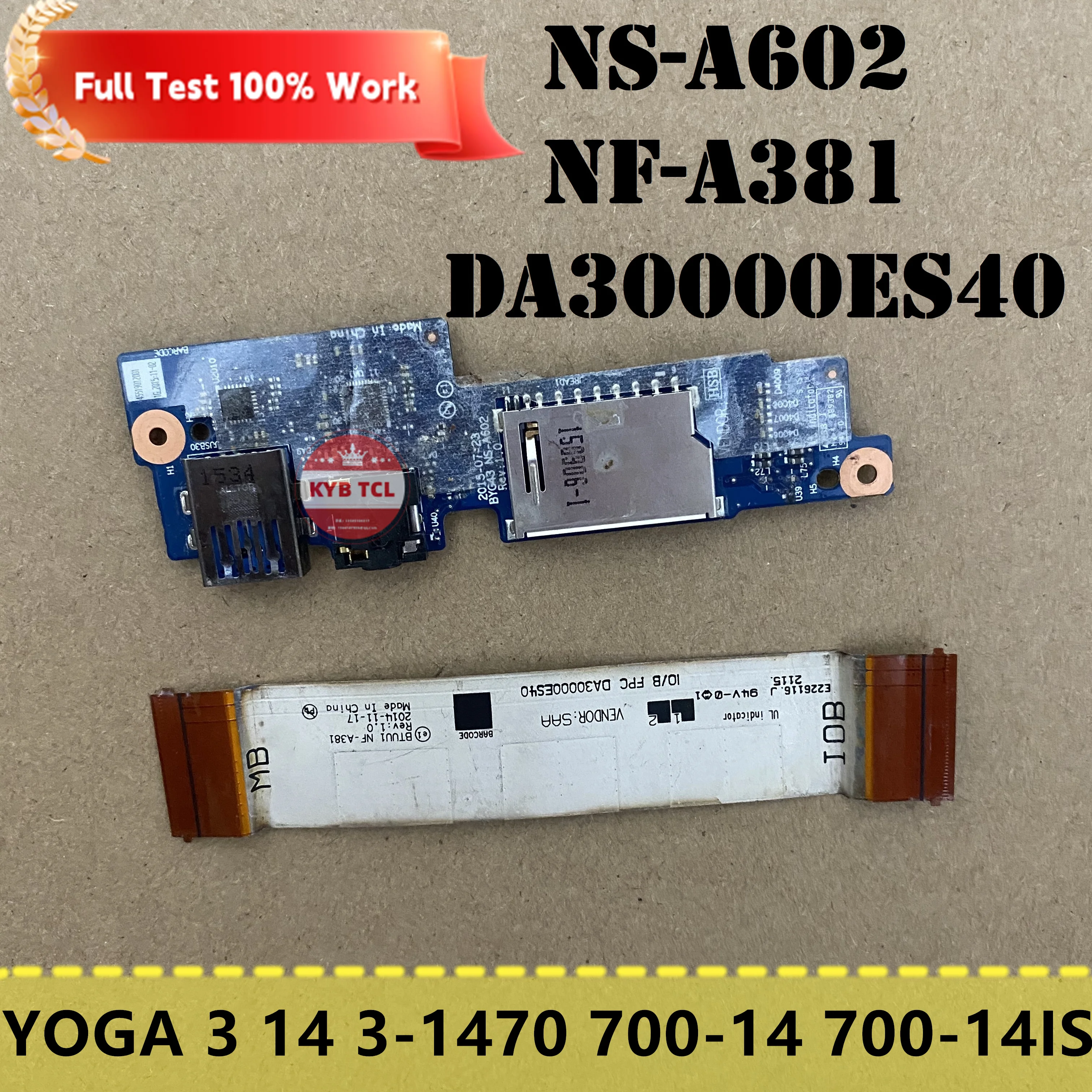 

Genuine For Lenovo YOGA 3 14 3-1470 700-14 700-14ISK Laptop Card Reader Audio USB Board Or Cable BYG43 NS-A602 NF-A381 Notebook