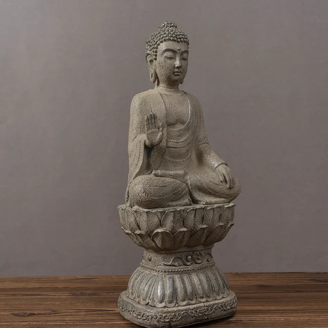 SAAKAR – Statue de bouddha Zen rétro, méditation, moines Tathagata, bouddhisme tibétain, Sculpture de tête, maison, salon, artisanat en résine, ornement 5