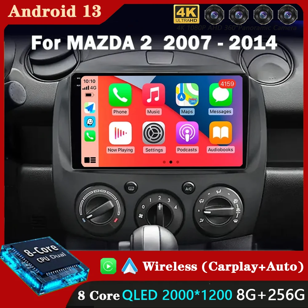 

Android 13 For MAZDA 2 Mazda2 2007 - 2014 Car Radio Stereo Multimedia Navigation GPS Video Player DSP Wireless Carplay 4G WIFI
