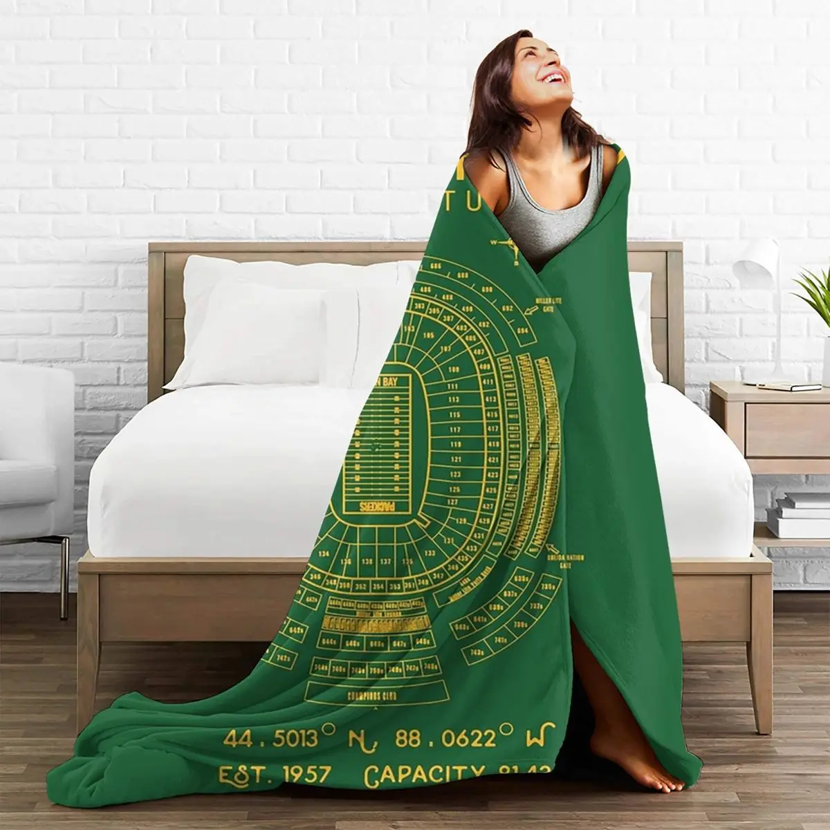 Green Bay Packers Lambeau Field Stadium Blankets Fleece Breathable Sofa Throw Blankets For Couch Office Throws Bedspread Quilt 5