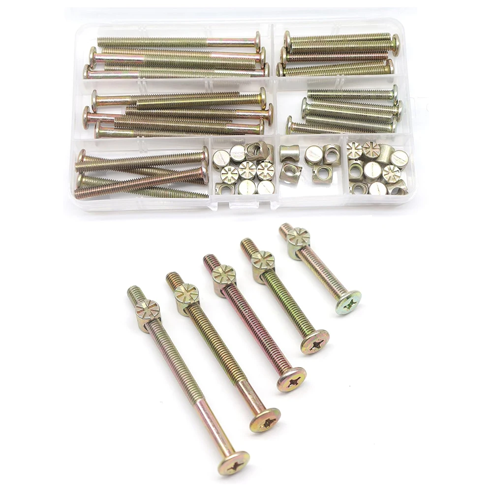 25-Set M6 Crib Screws Replacement Set, Delta Crib Screws Hex Socket Cap Bolts Barrel Nut Baby Bed Hardware Furniture Bolts