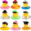 Rubber Car Duck Decoration Dashboard Car Ornament , Accessories with Mini Sun Hat Swim Ring Necklace and Sunglasses 1