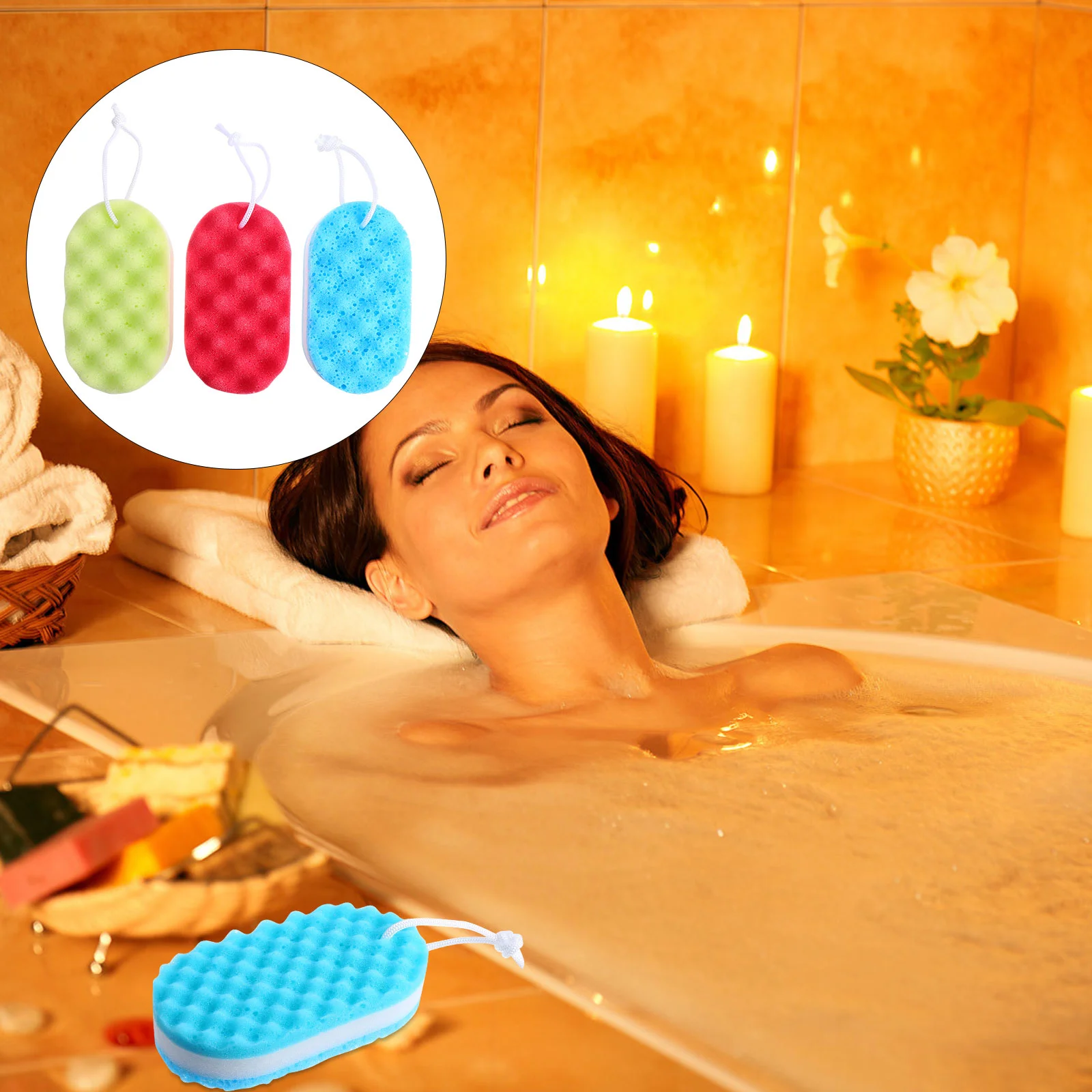 

Bath Sponge Body Scrub Massage Brush Scrubber Sponge Cleaner Bathroom Shower Bathing Exfoliating Sponges(Random Color)