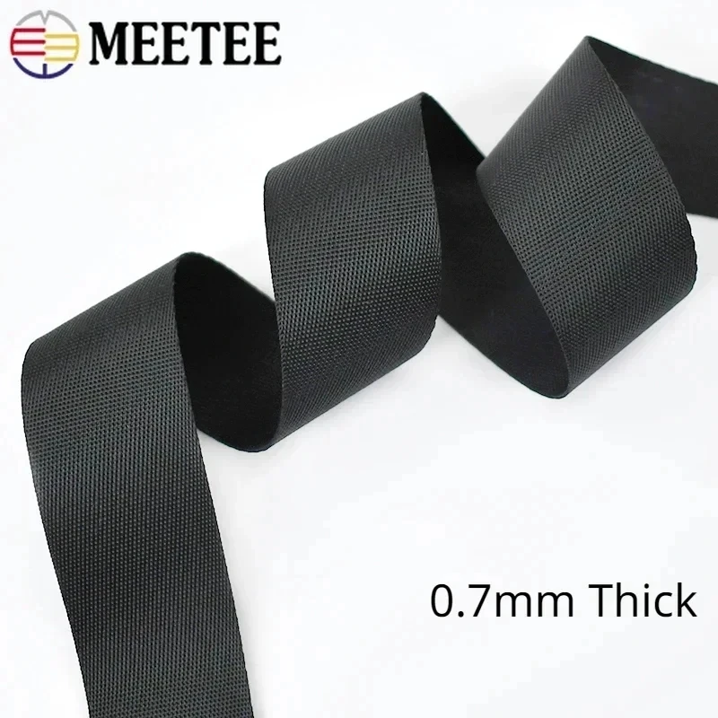 Meetee 블랙 나일론 웨빙 테이프 가방 스트랩 배낭 밴드, 안전 벨트 리본, 애완 동물 목걸이, DIY 바느질 액세서리, 8M, 10-50mm