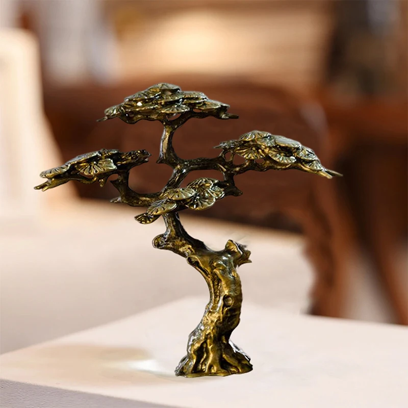 Copper Pine Miniature Figurine - Faux Tree Decor for Landscape Decorations